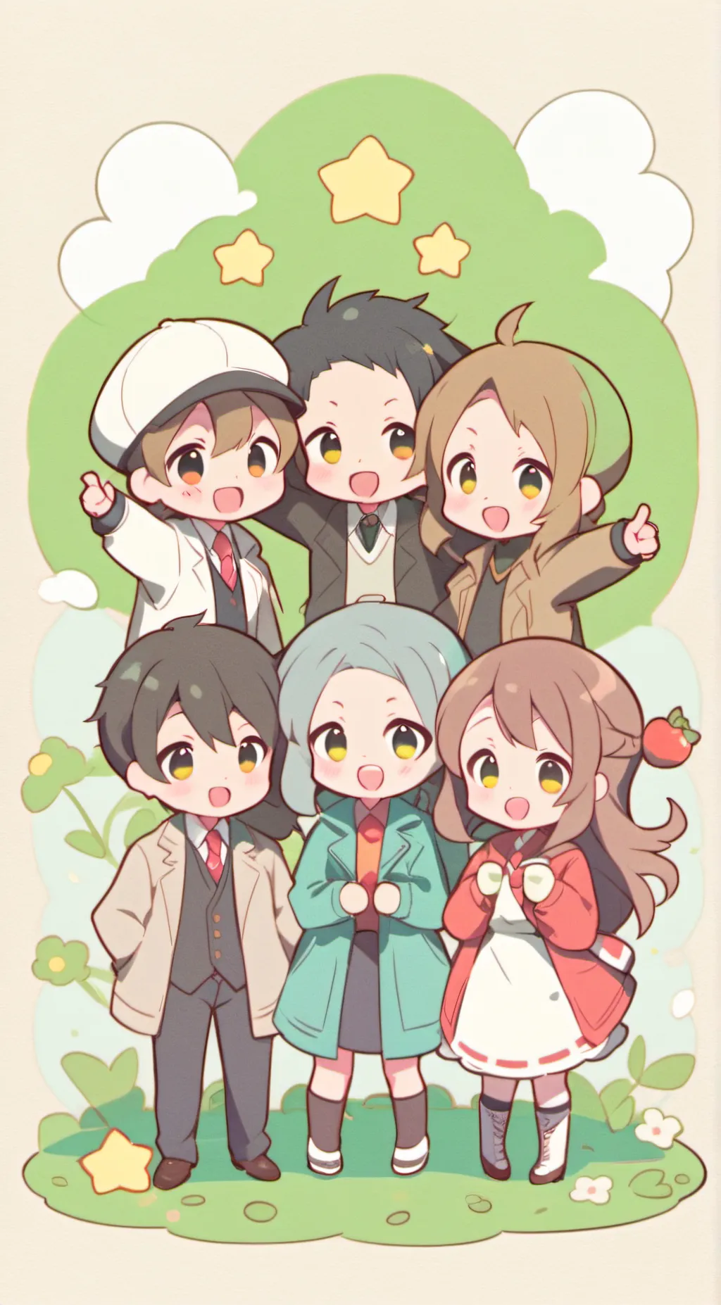 ai character: group of friends. background