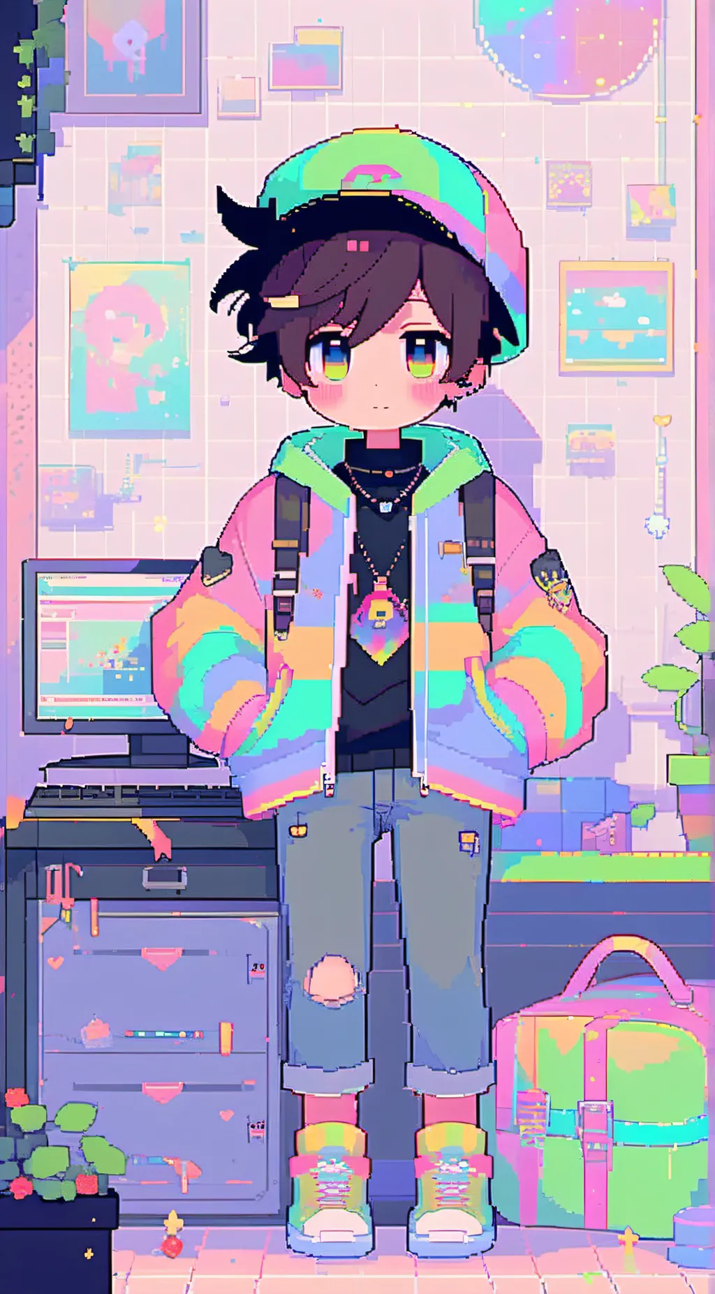 ai character: Snow background