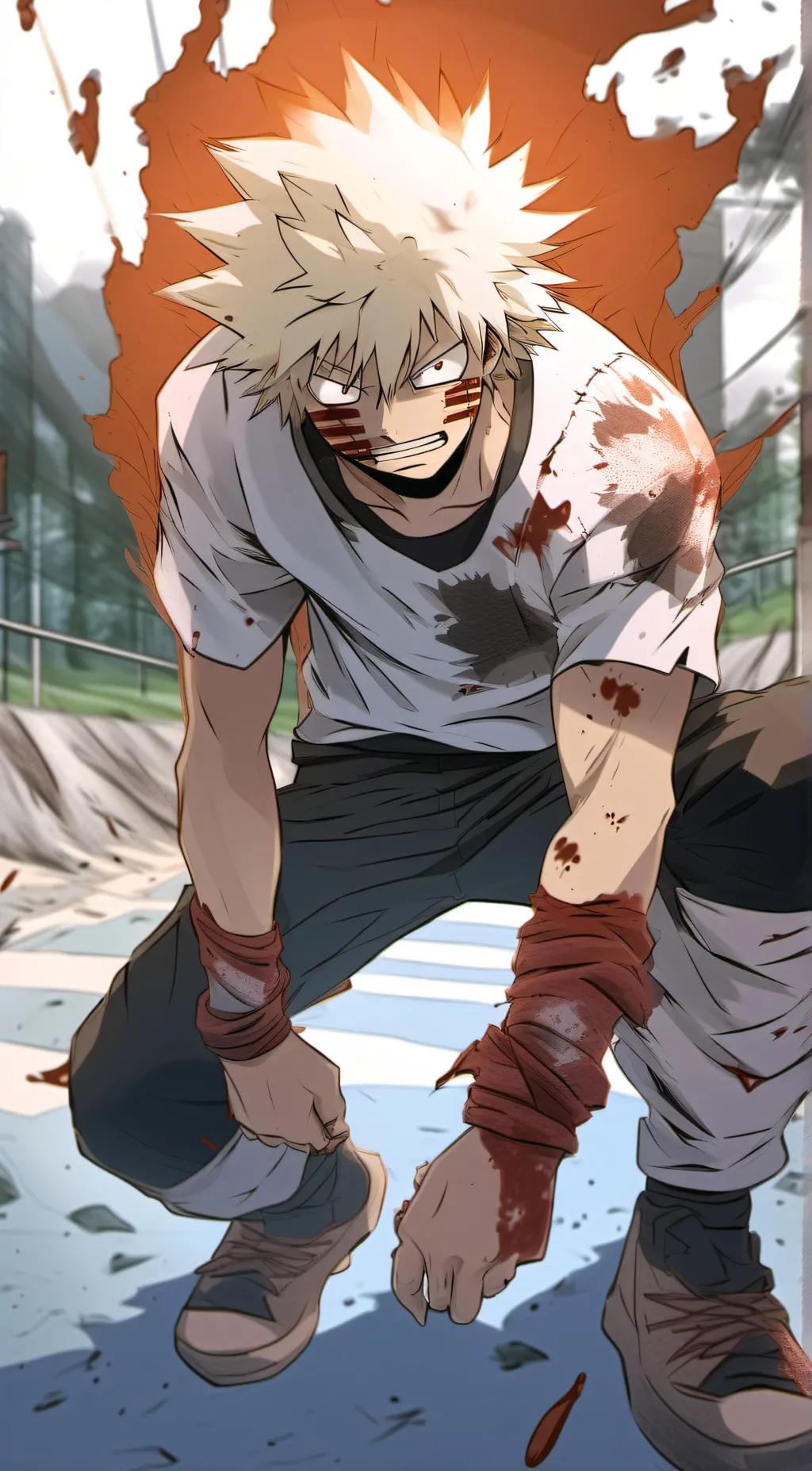 ai character: Katsuki Bakugo  background