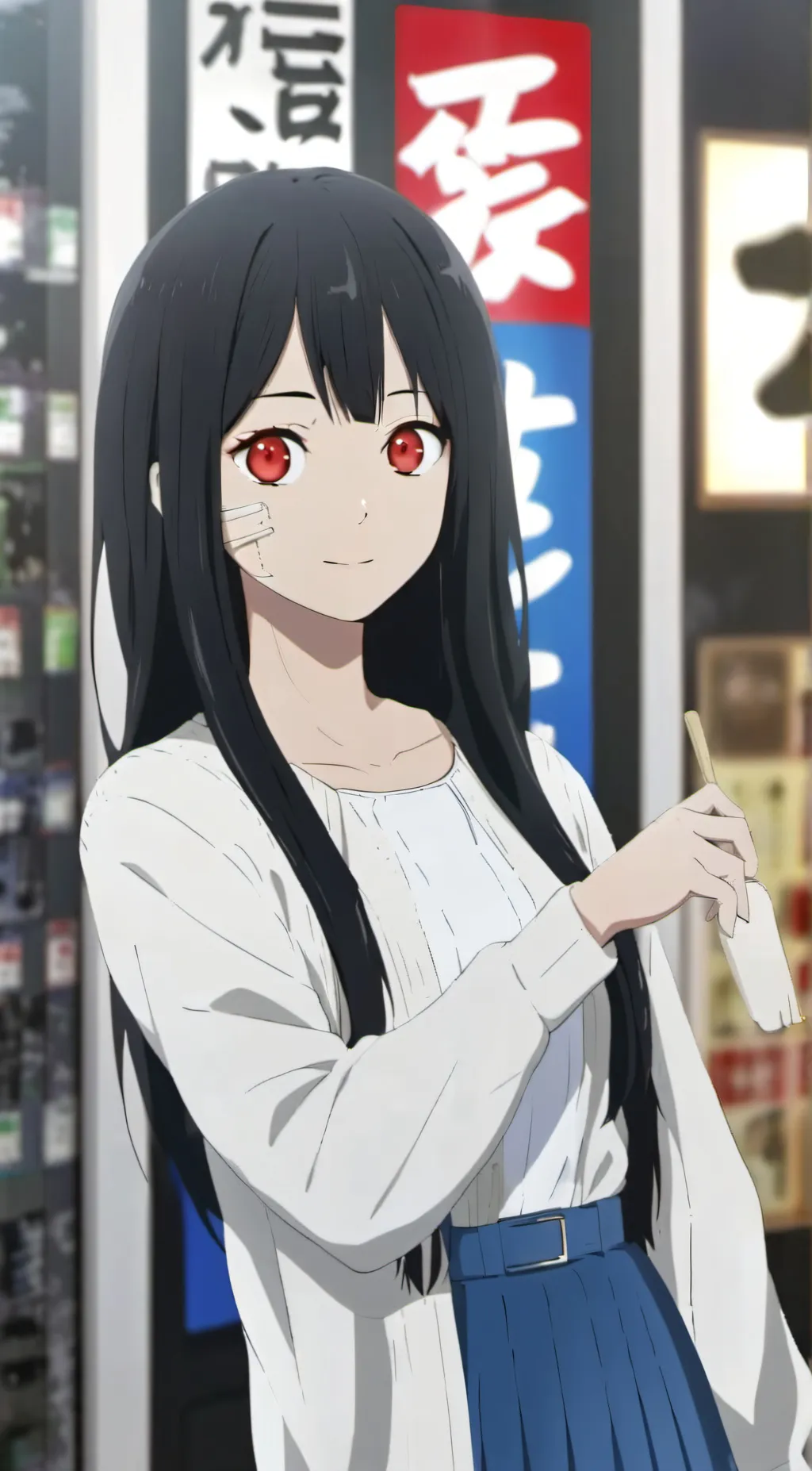 ai character: kuchisake onna background