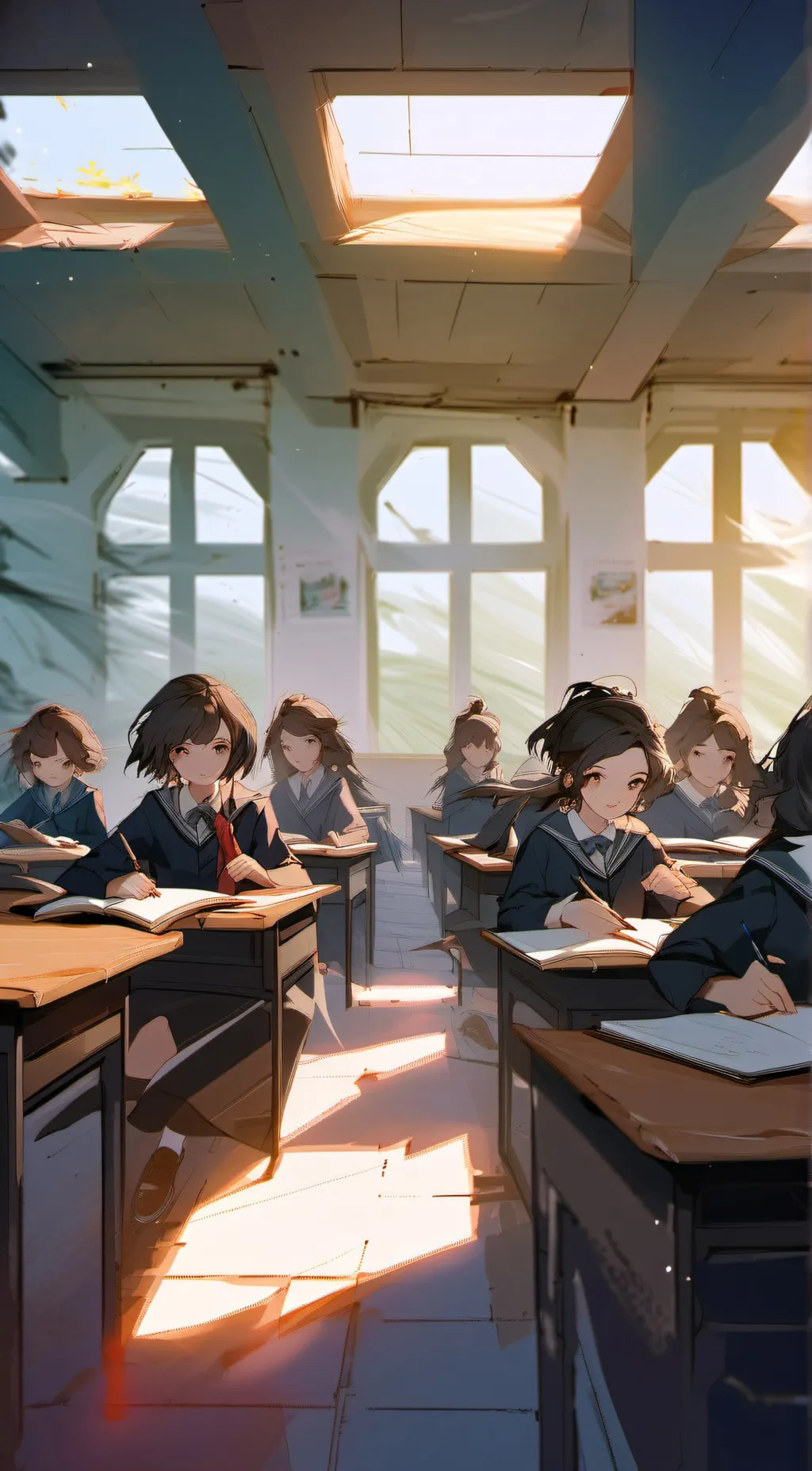 ai character: All girll schoool background