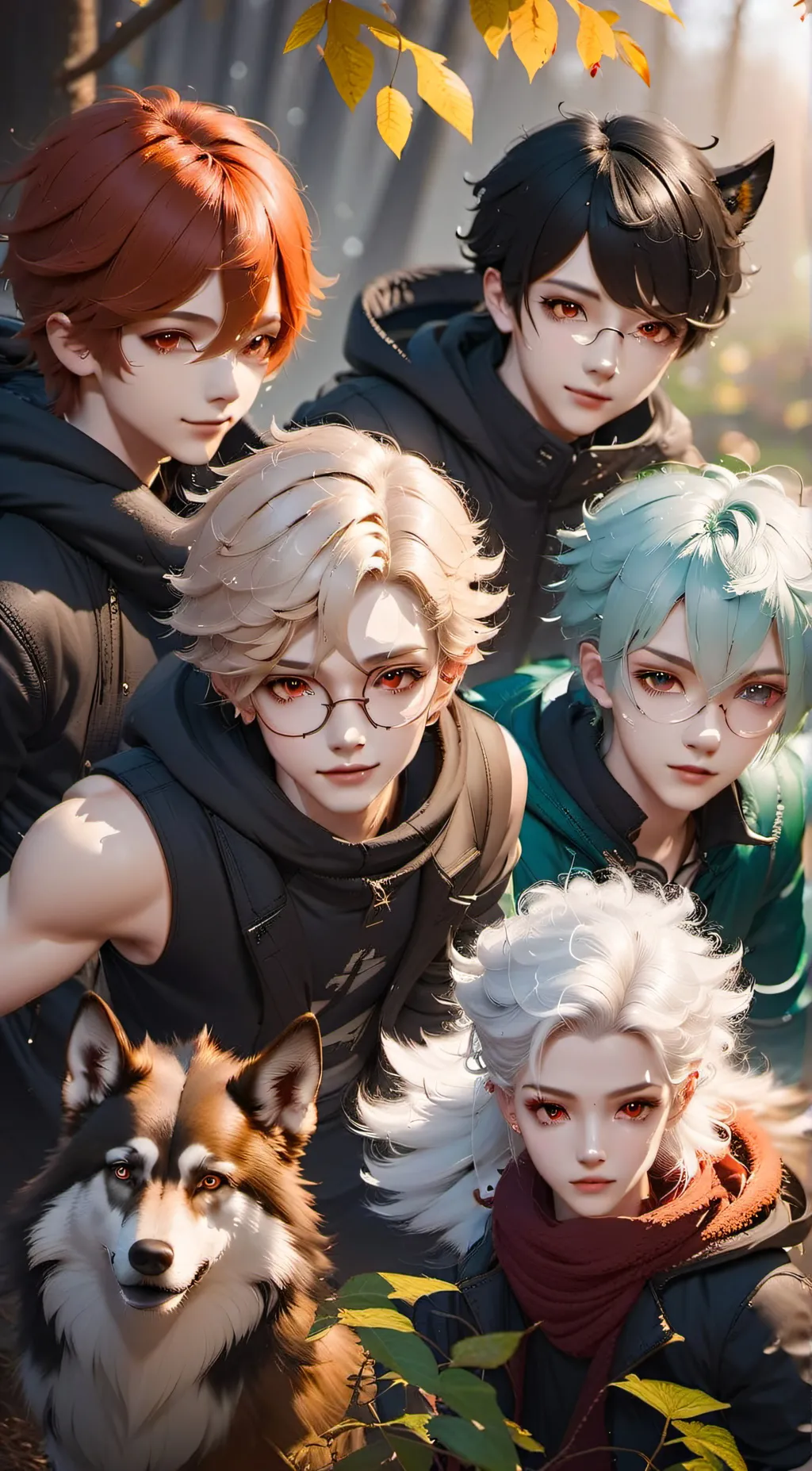 ai character: Lu,Ben,Kai,Max,Dan background