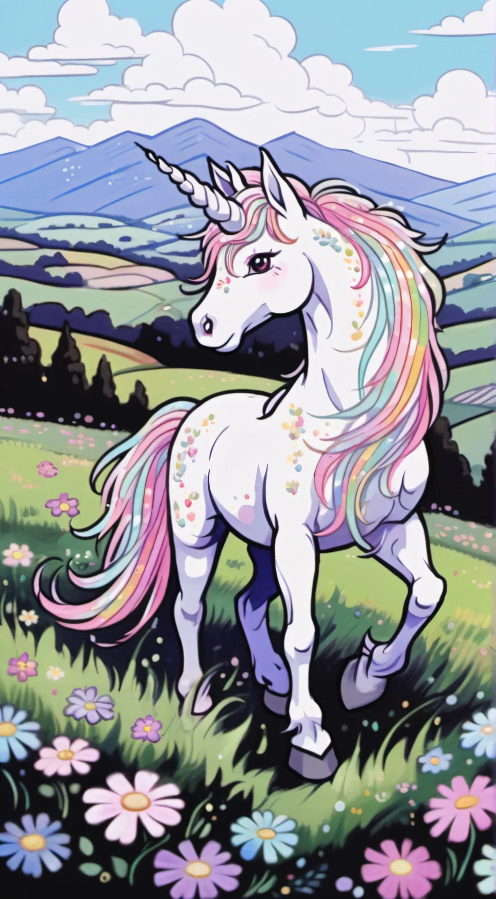 ai character: magical unicorn background
