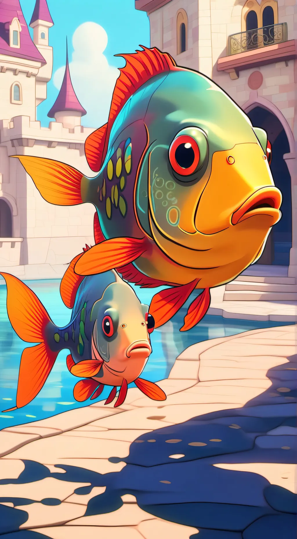 ai character: Emoji fish background