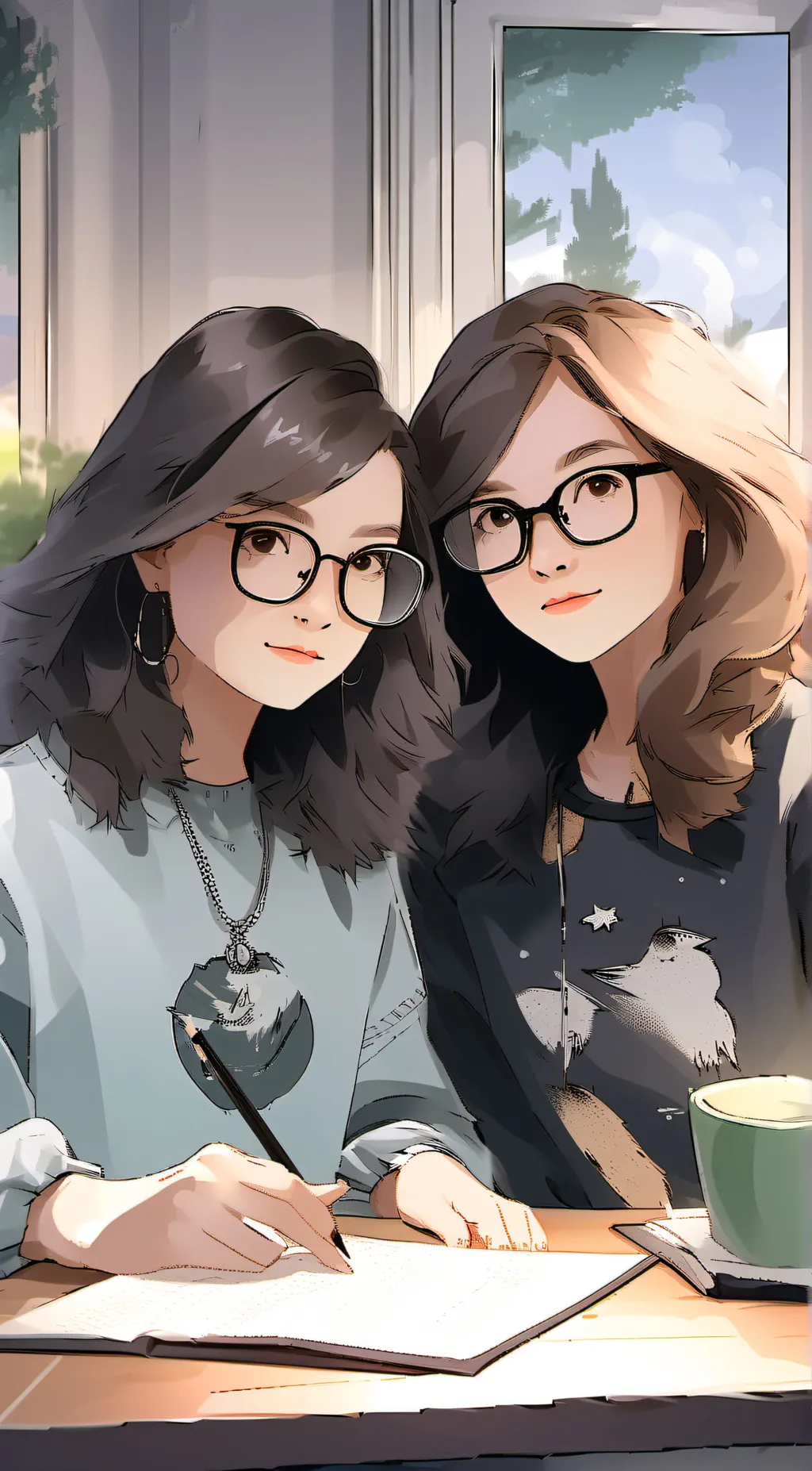 ai character: Aria and Natalie background