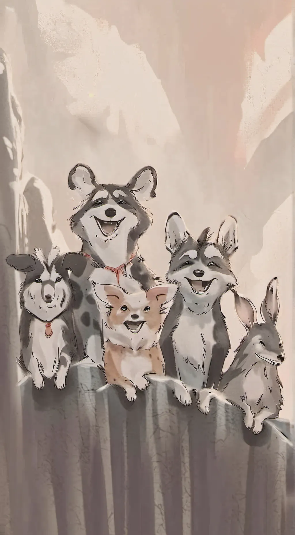 ai character: Smiling critters background