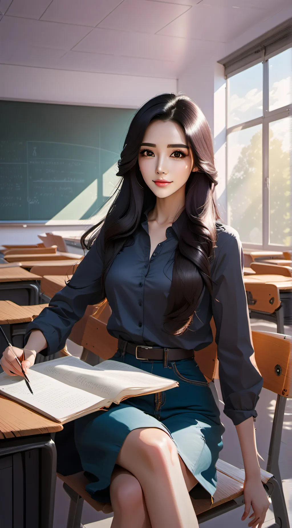 ai character: Ms Amy  background