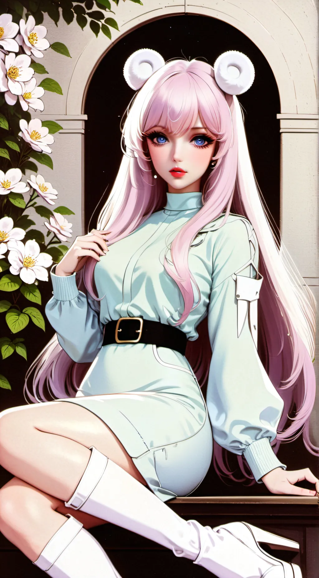 ai character: pink girl background