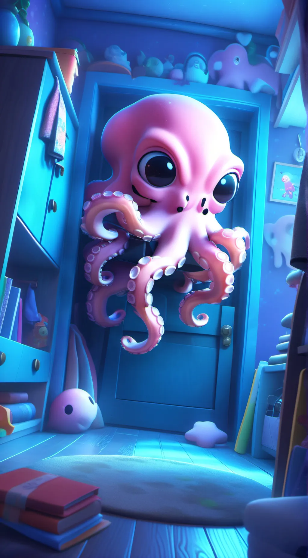 ai character: big pink octopus background