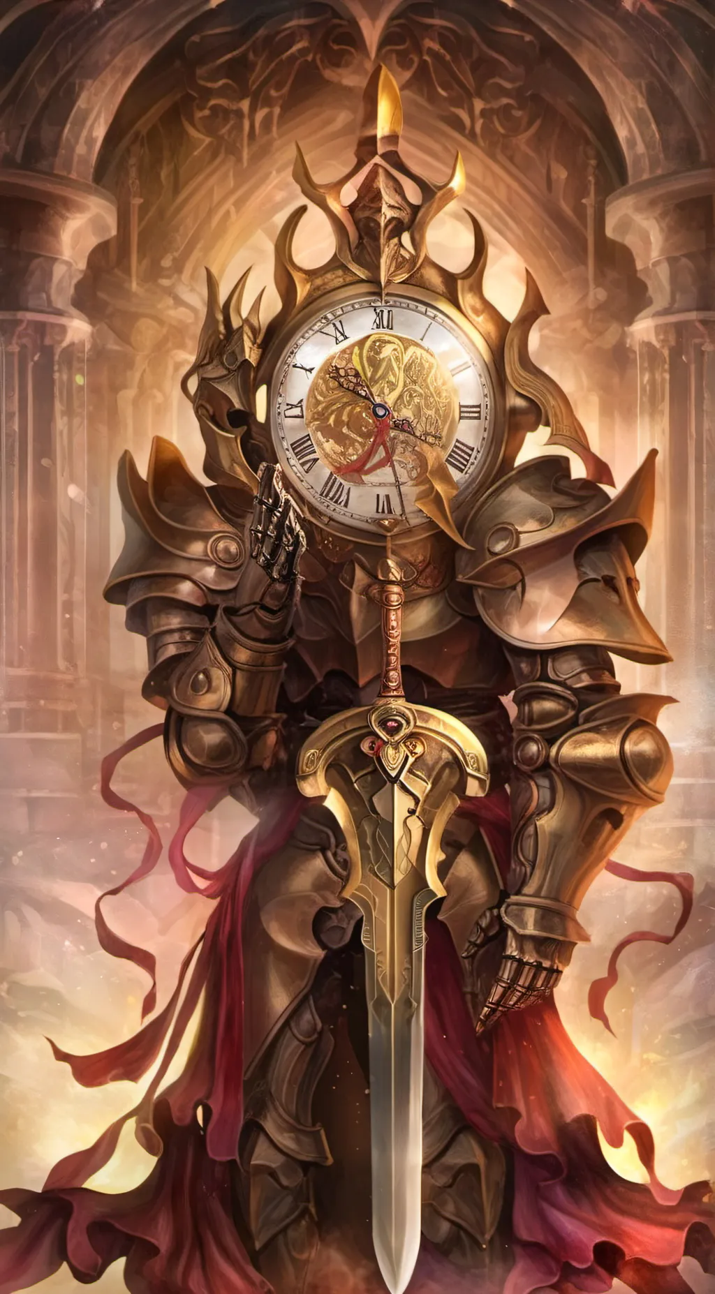 ai character: titan clock man  background