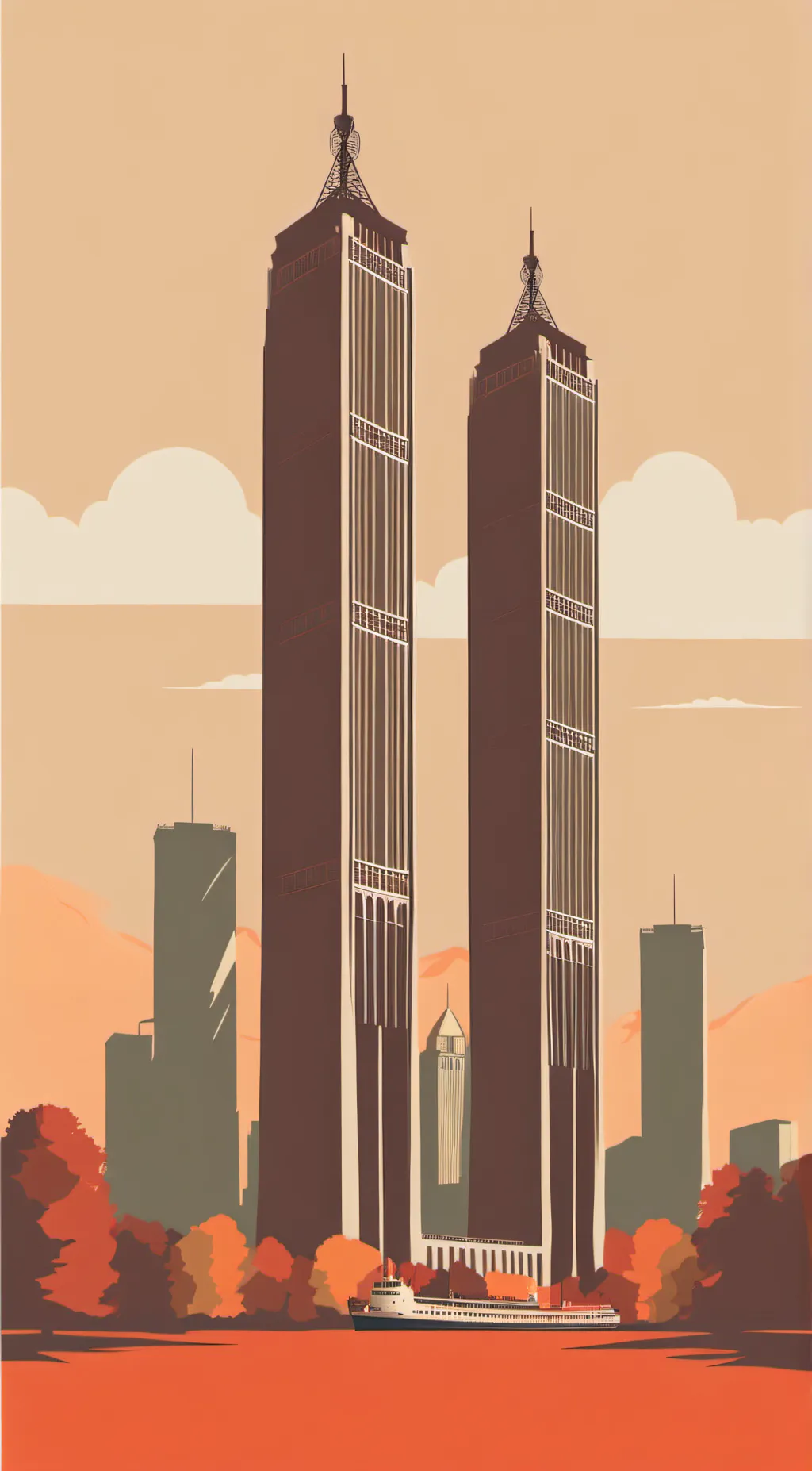 ai character: WTC Memorial  background