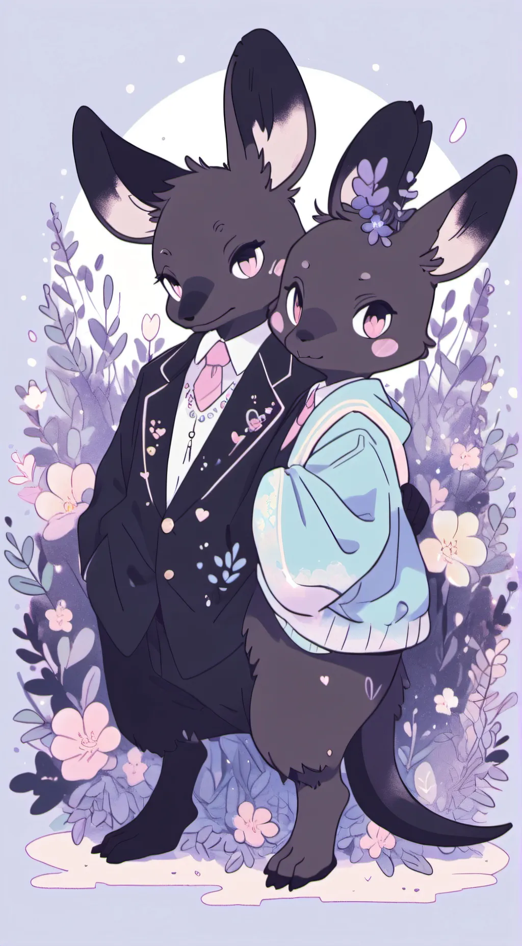 ai character: kangaroo family  background