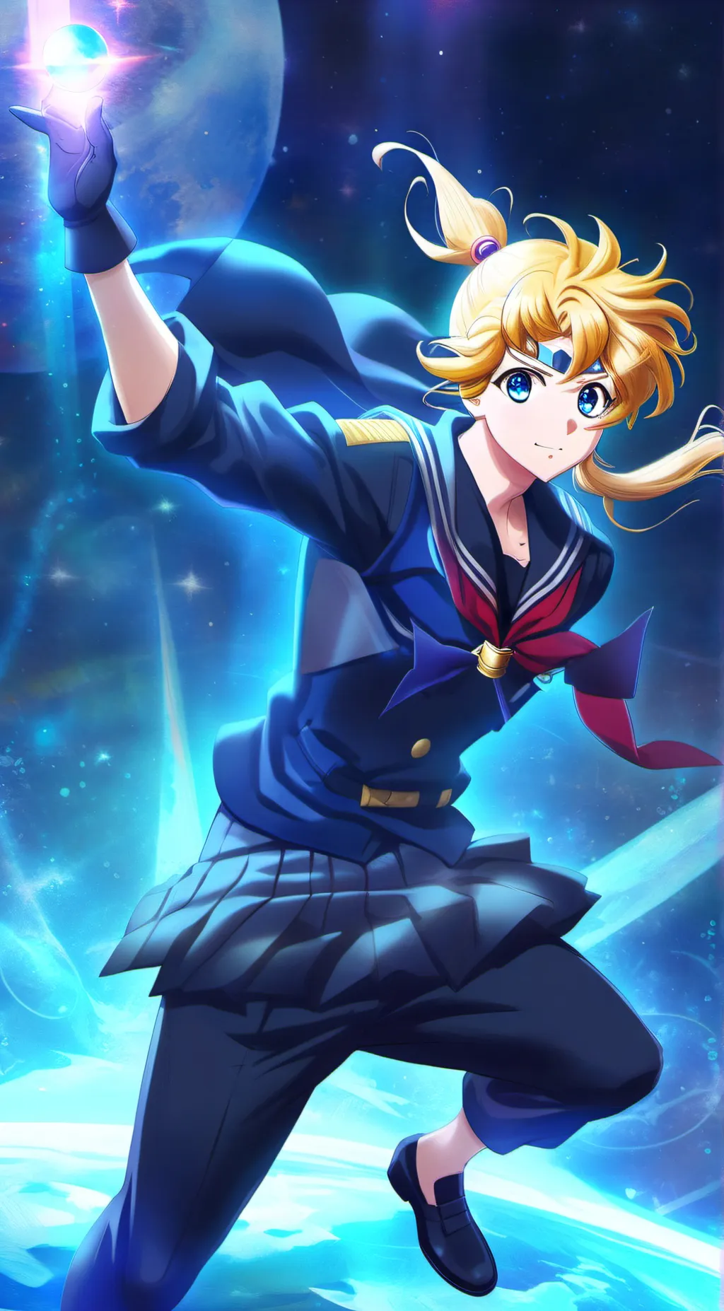 ai character: 🌙 sailor Moon 💎 background