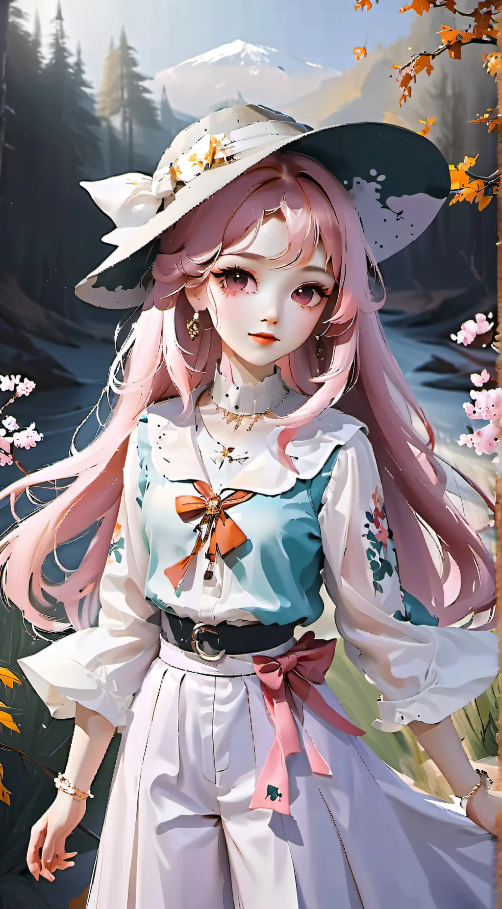 ai character: Pink background