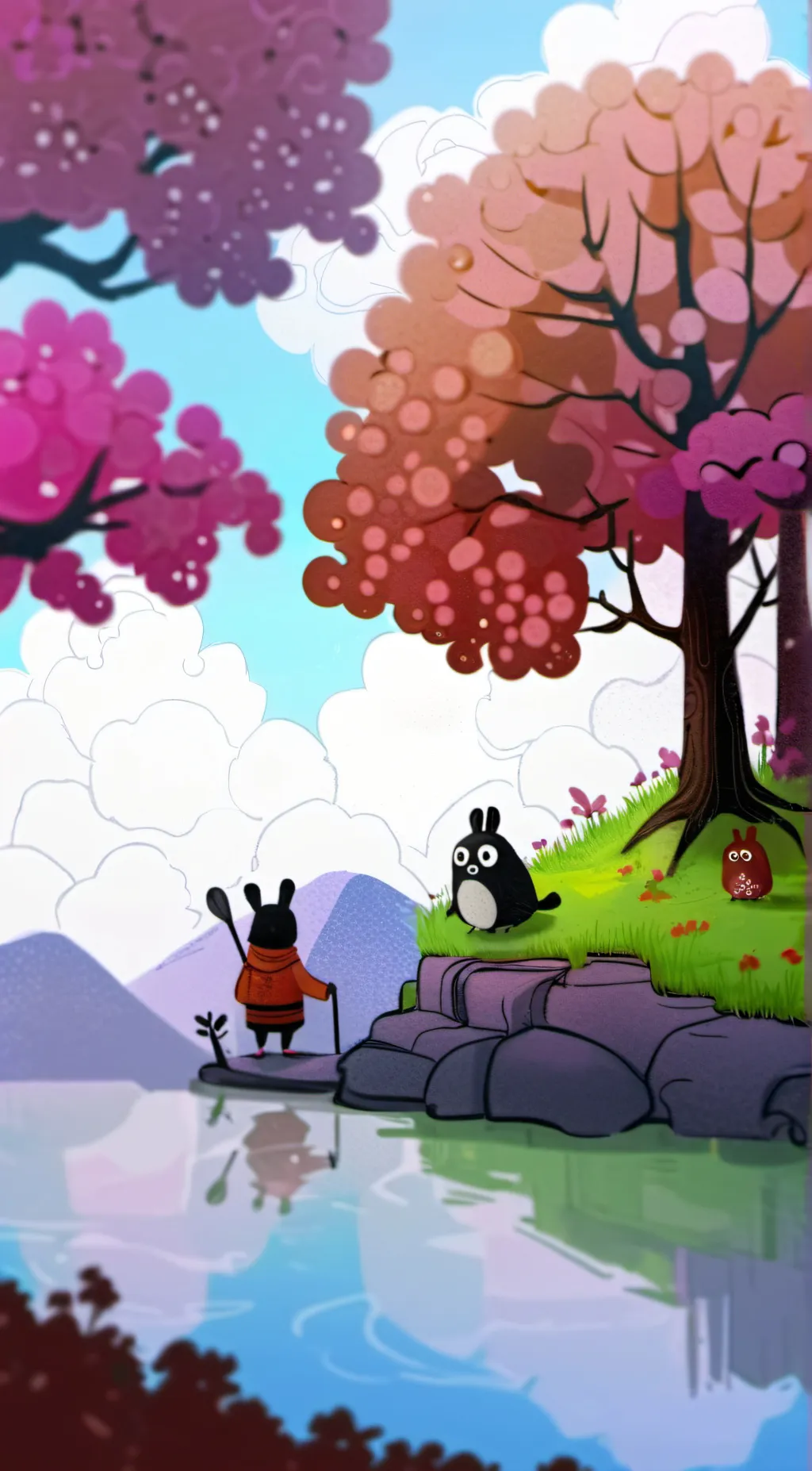 ai character: smiling critters  background