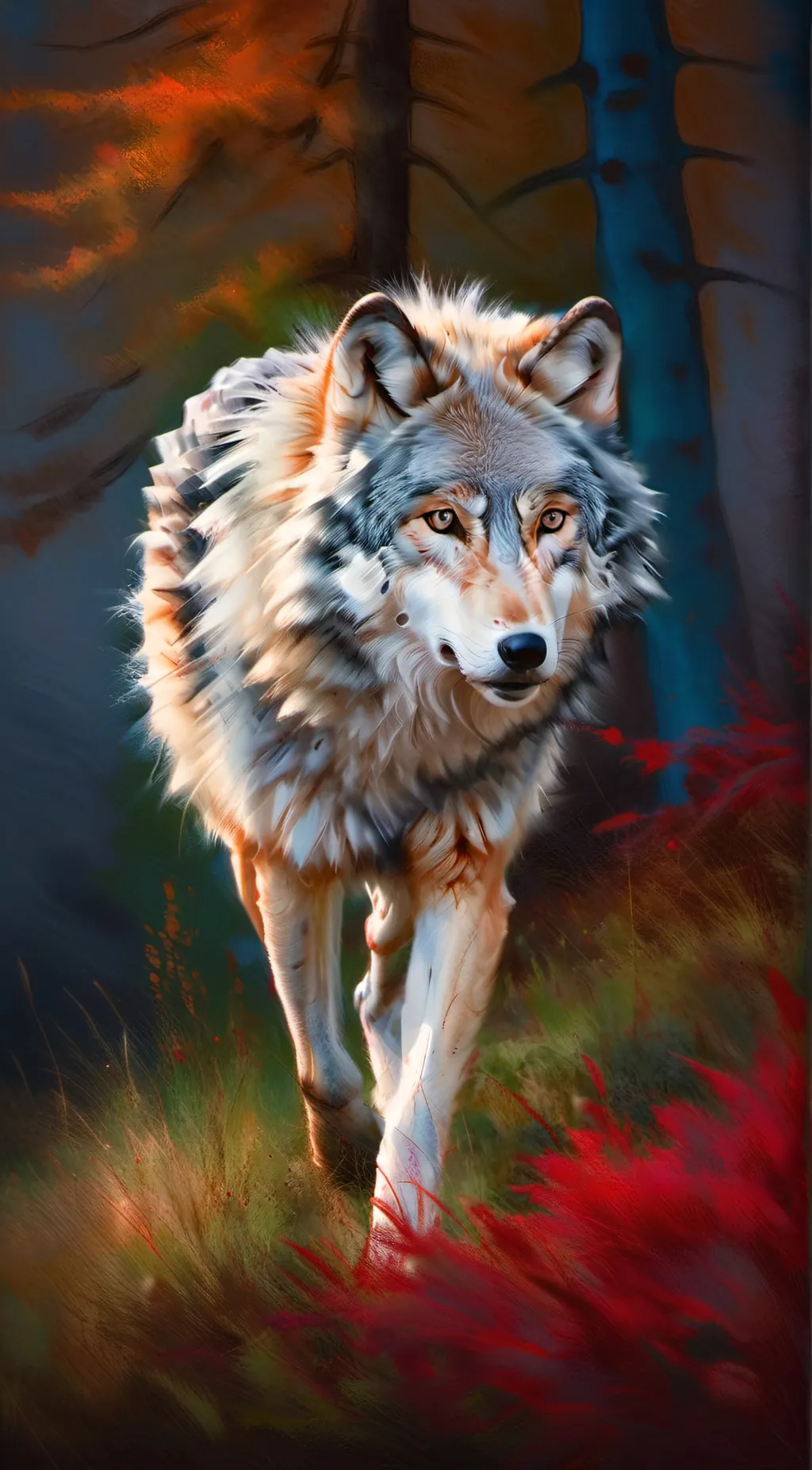 ai character: gray wolf background