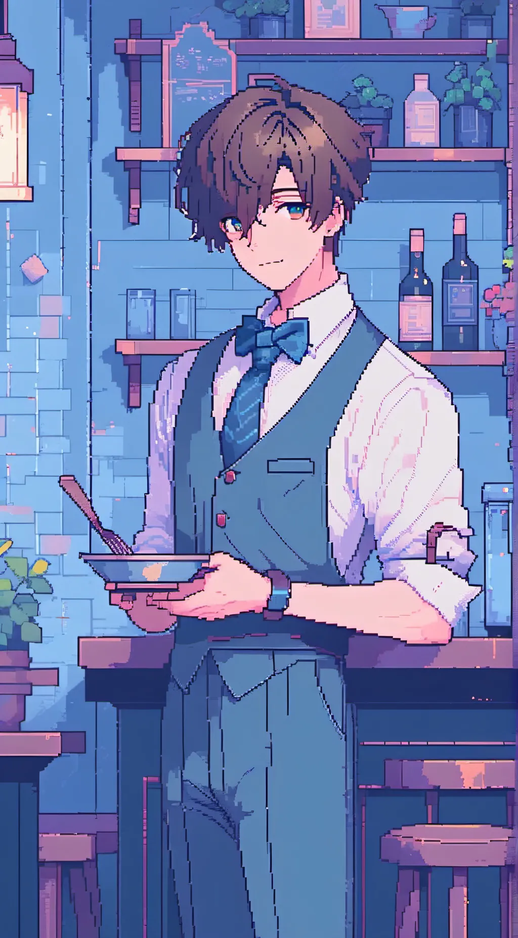 ai character: Waiter background
