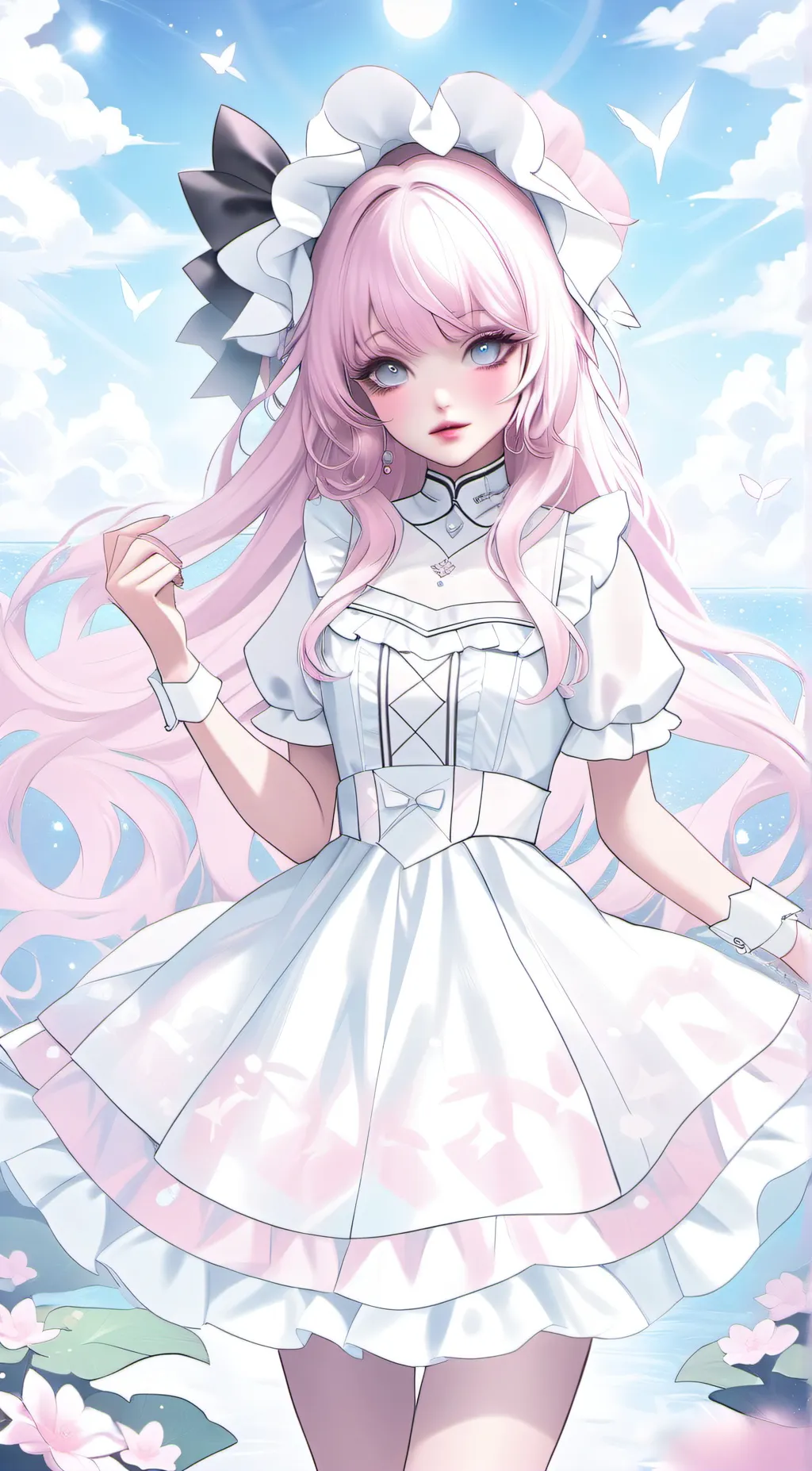 ai character: lily pink background