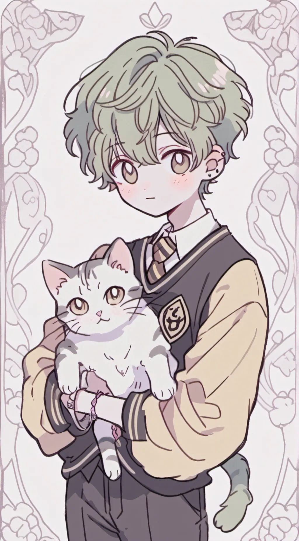 ai character: Hufflepuff cat background