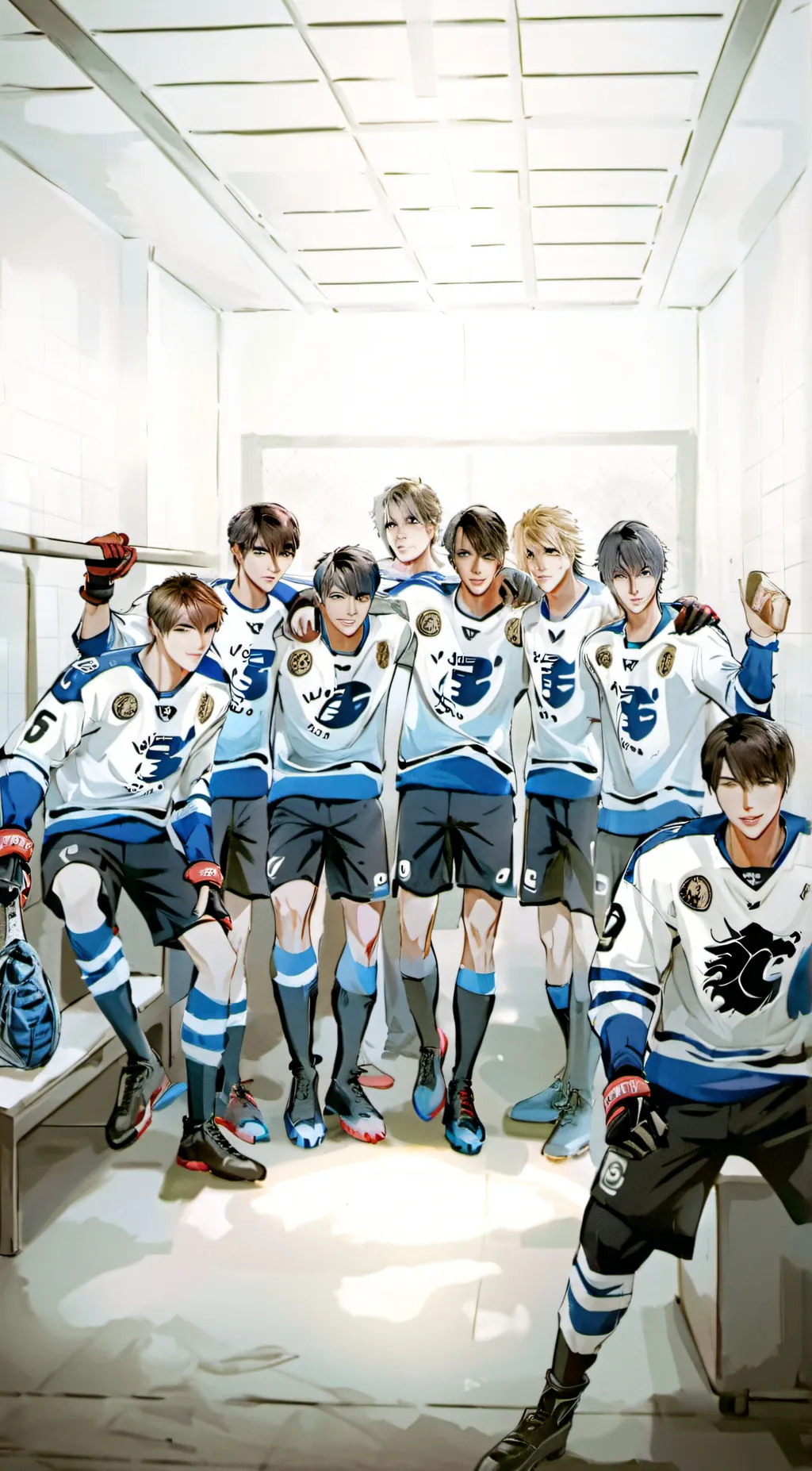 ai character: Boys locker room  background