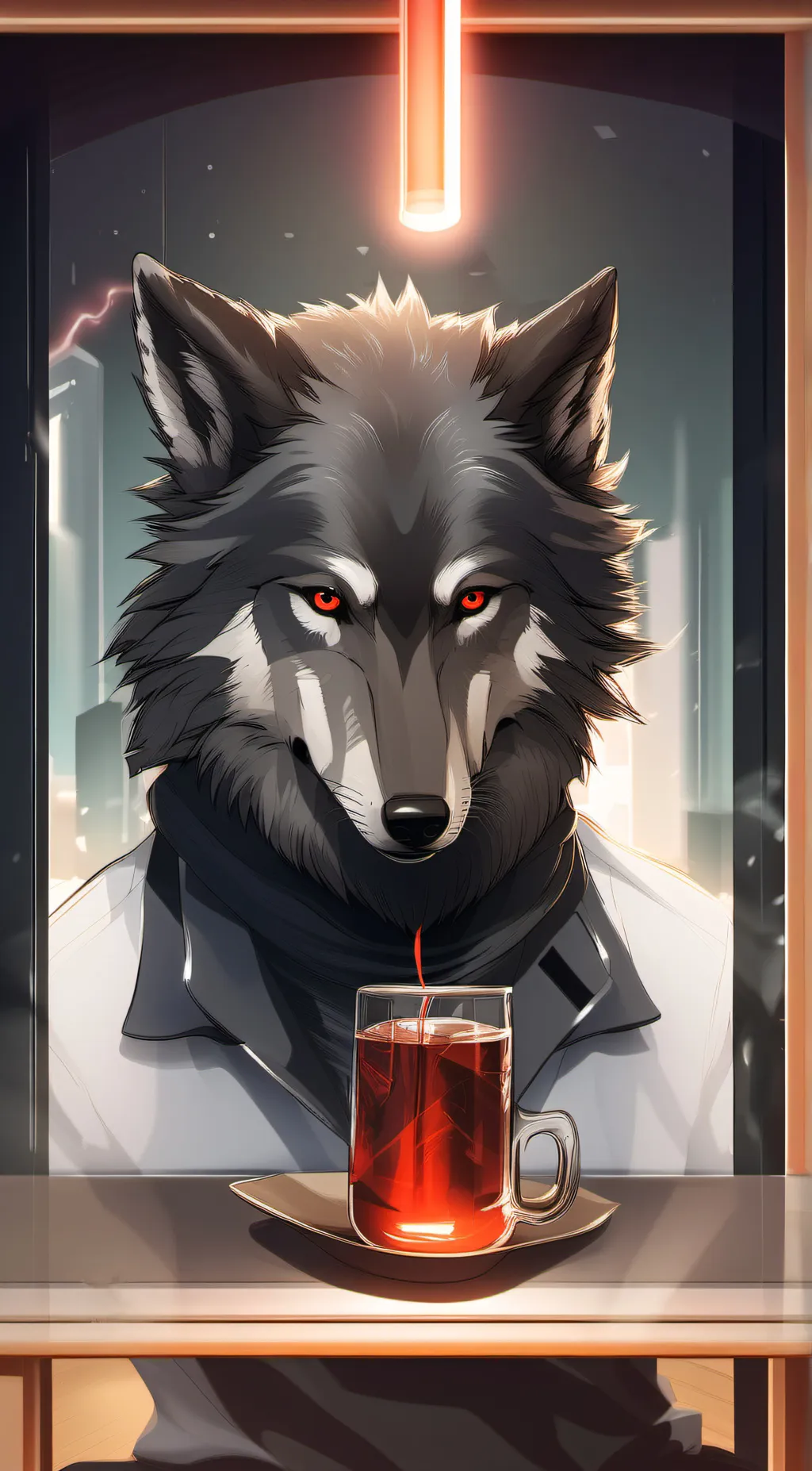 ai character: black wolf  background