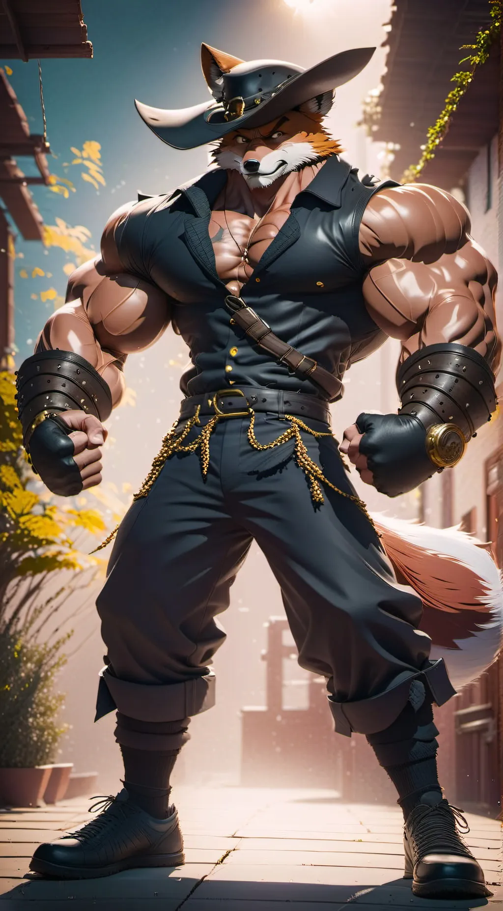 ai character: foxy buff pirate background