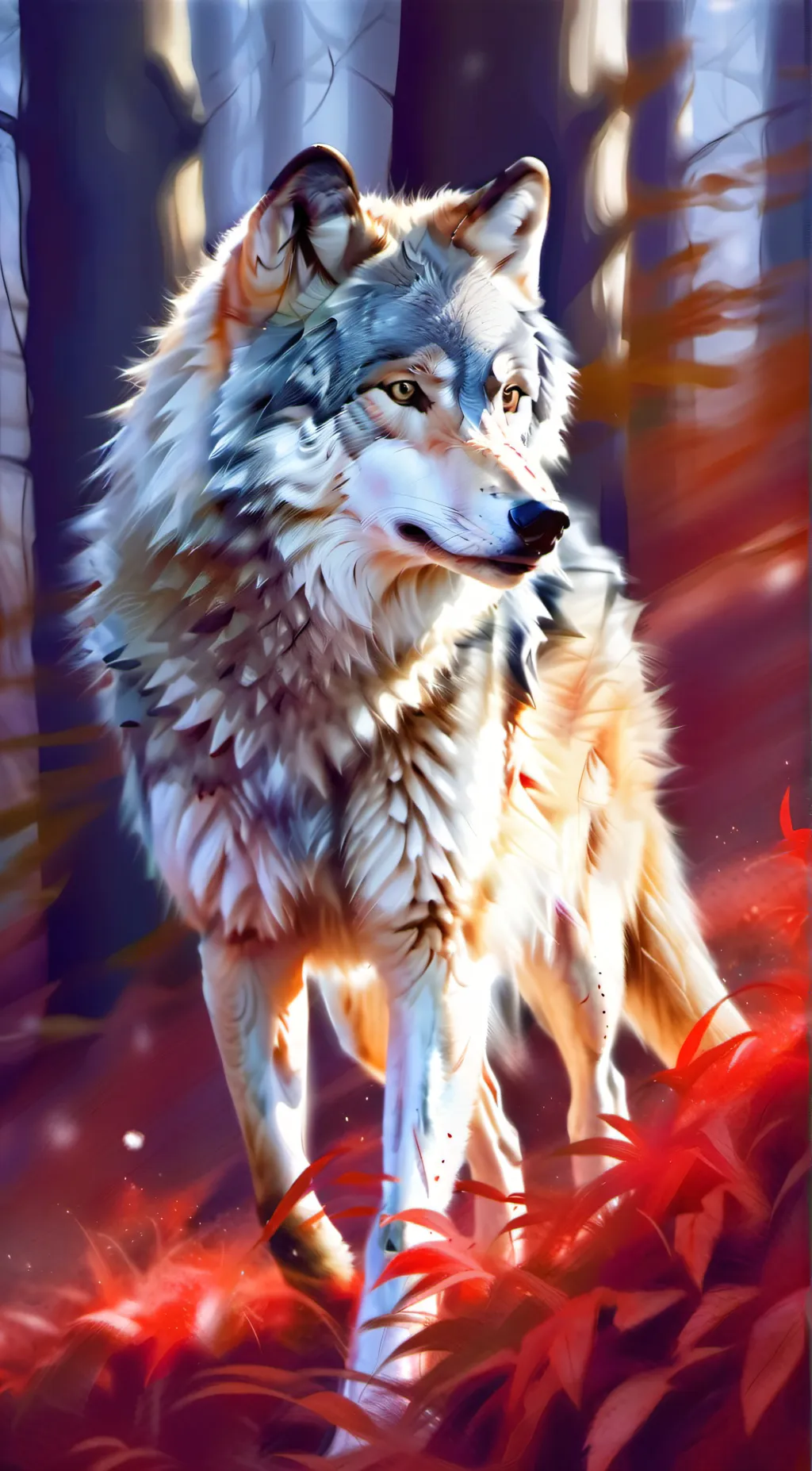 ai character: gray wolf background