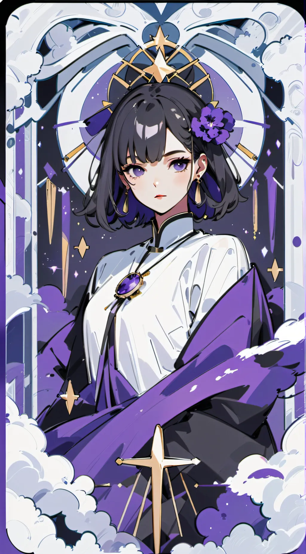 ai character: Violet background