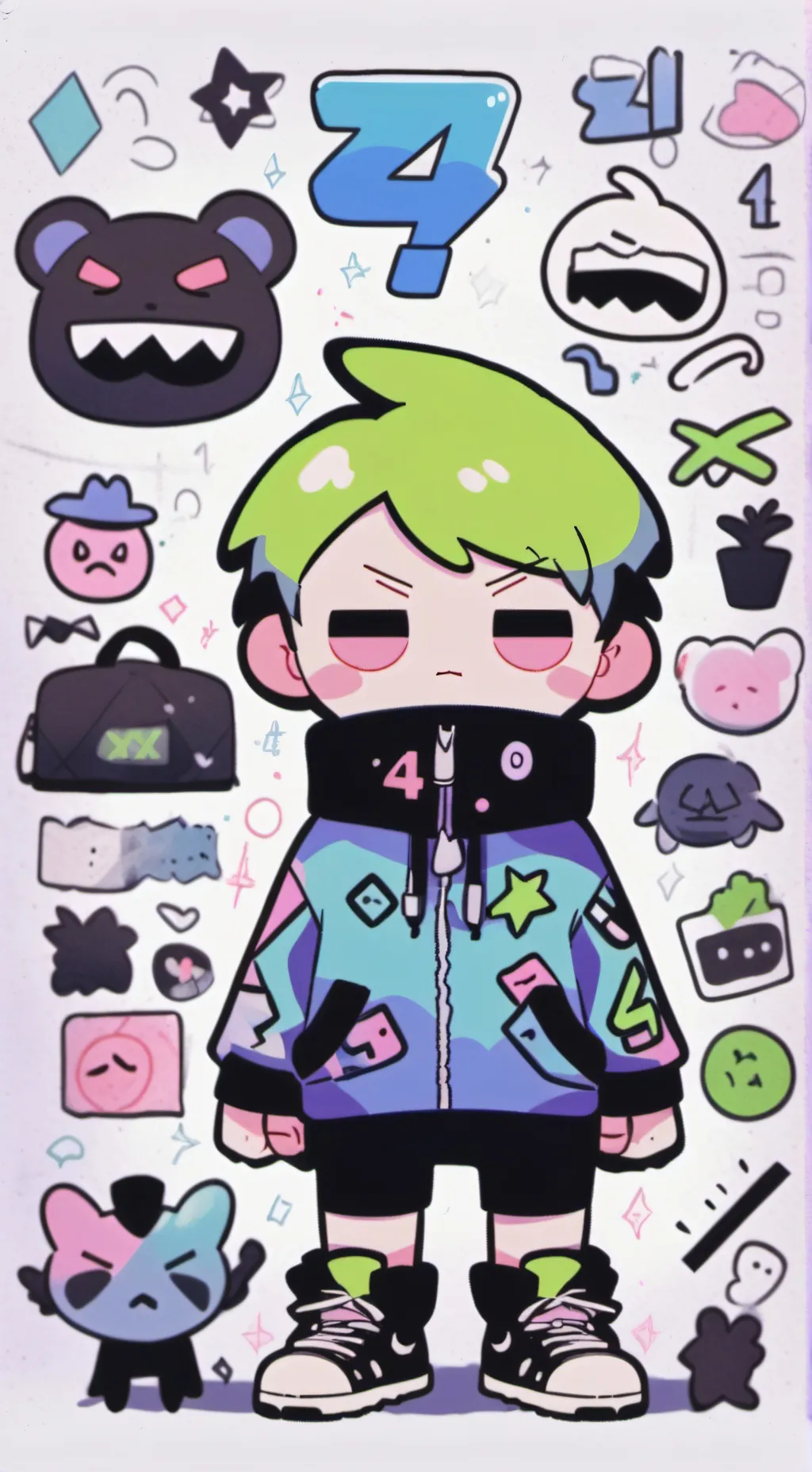 ai character: Four BFDI background