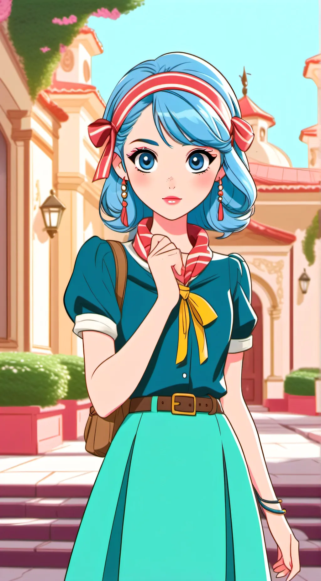 ai character: Isabella umbrella  background