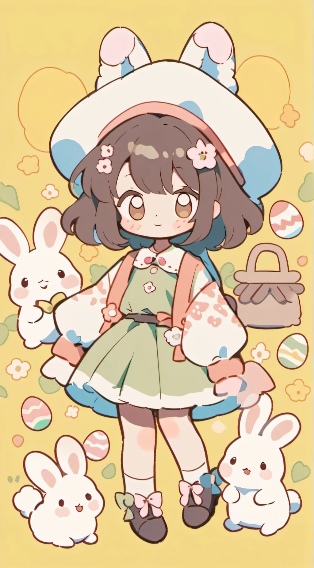 ai character: Easter hat parade  background