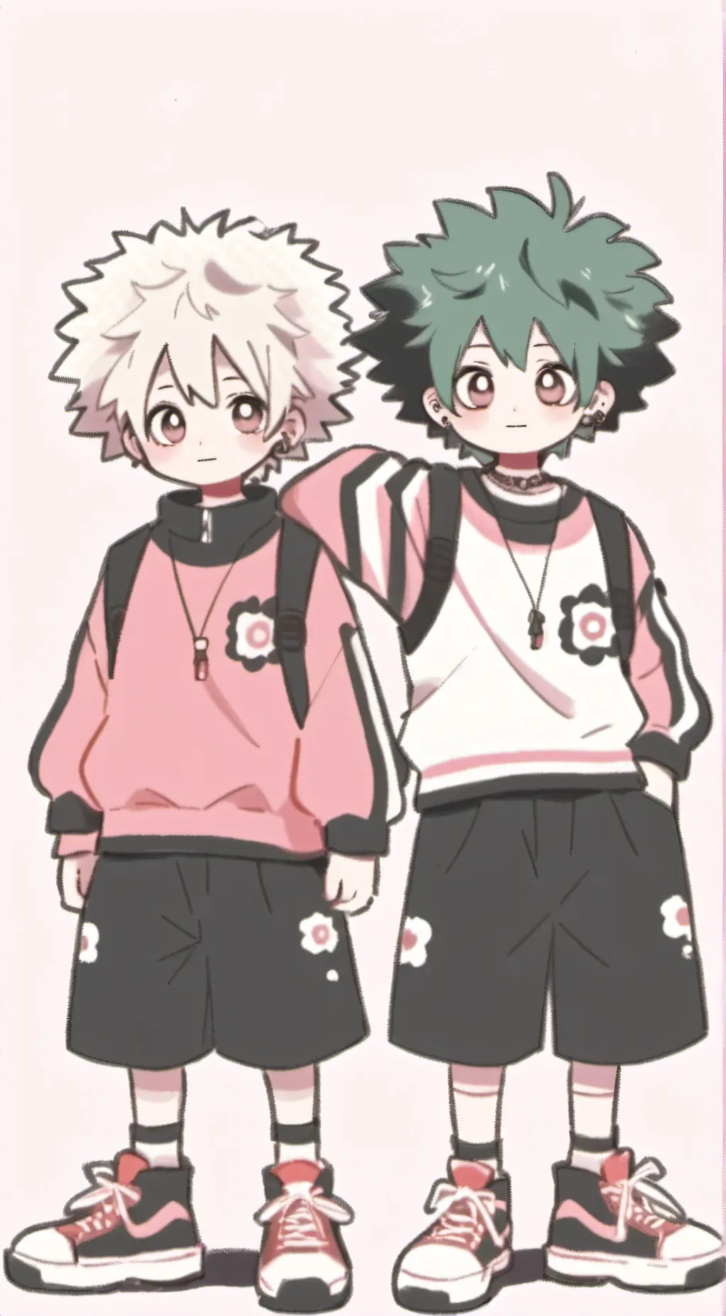 ai character:  deku and bakugo background