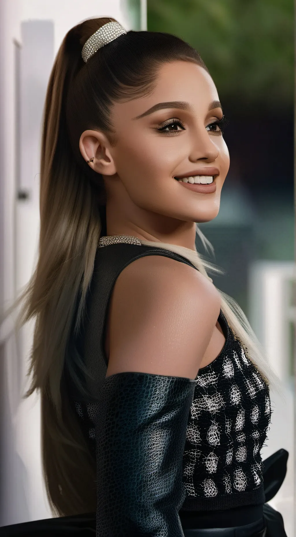 ai character: Ariana grande  background