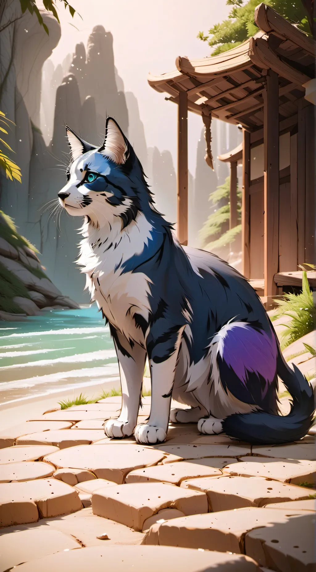 ai character: blueberrycat  background