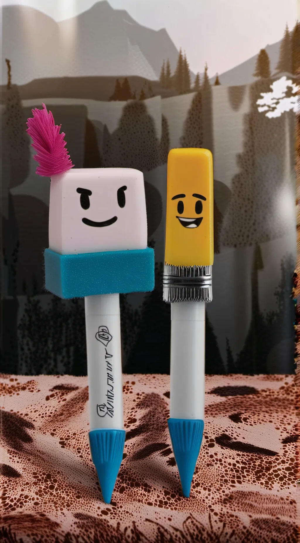 ai character: Eraser x pen bfdi background