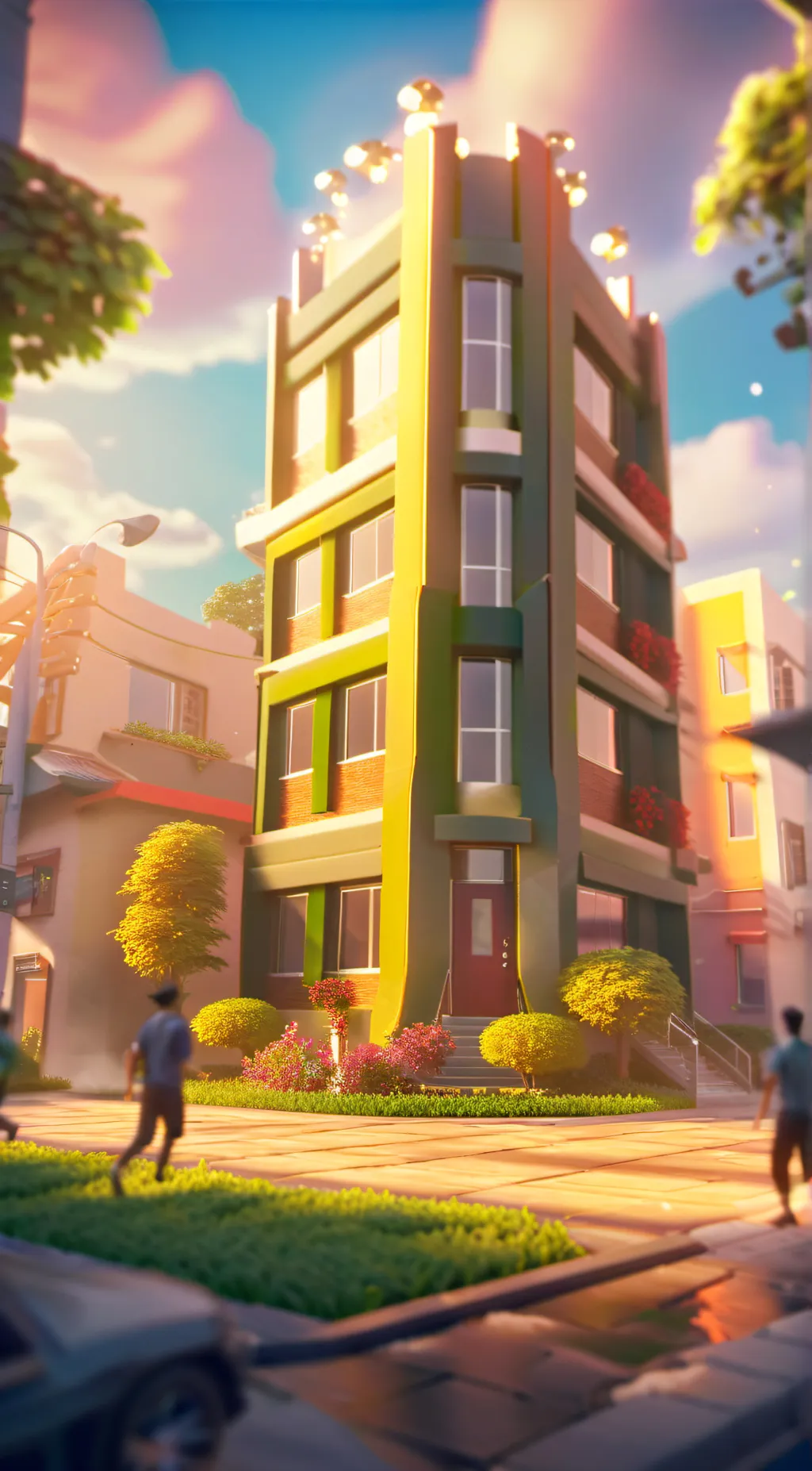 ai character: 🏢🏢🏢 building background