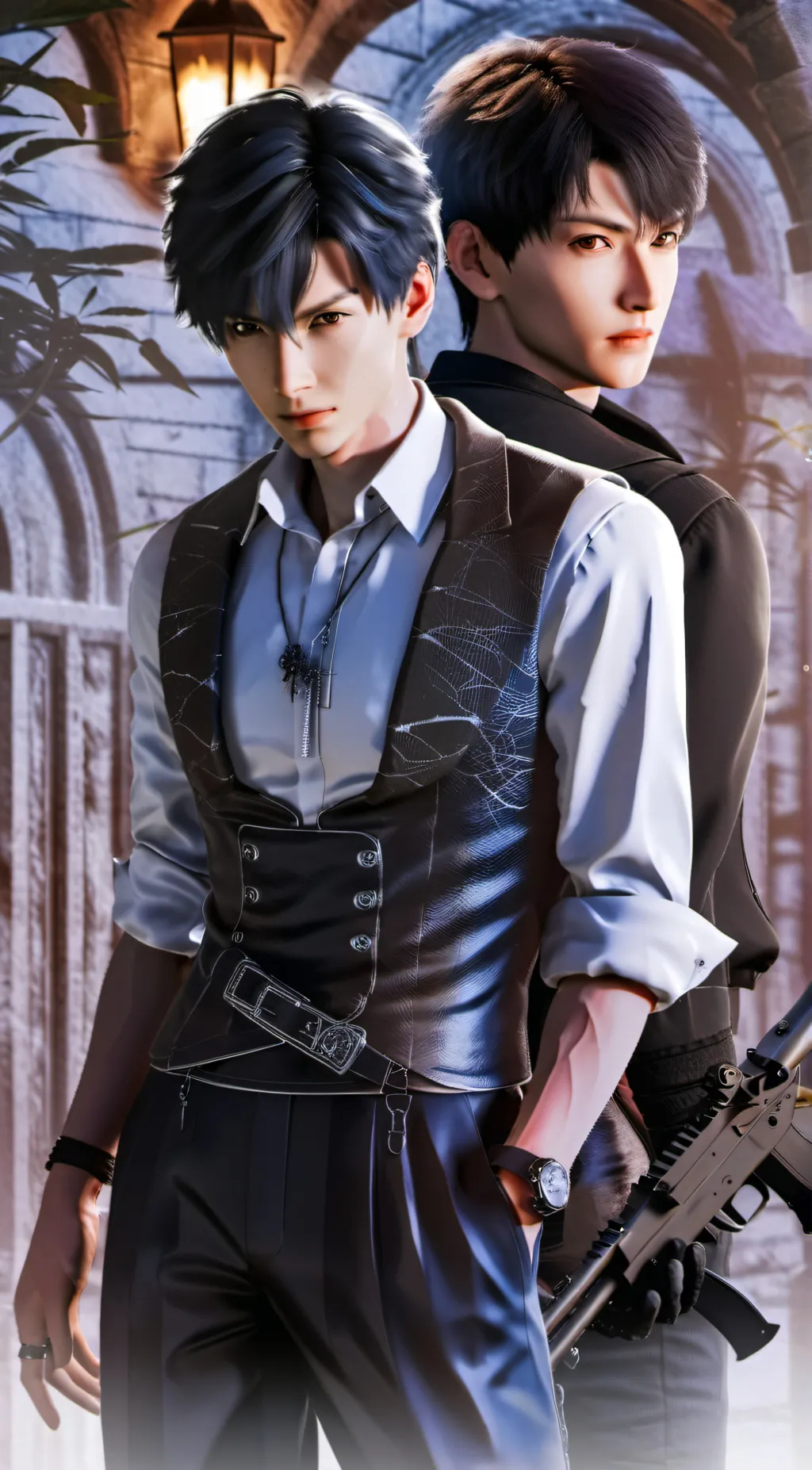 ai character: moon and light background