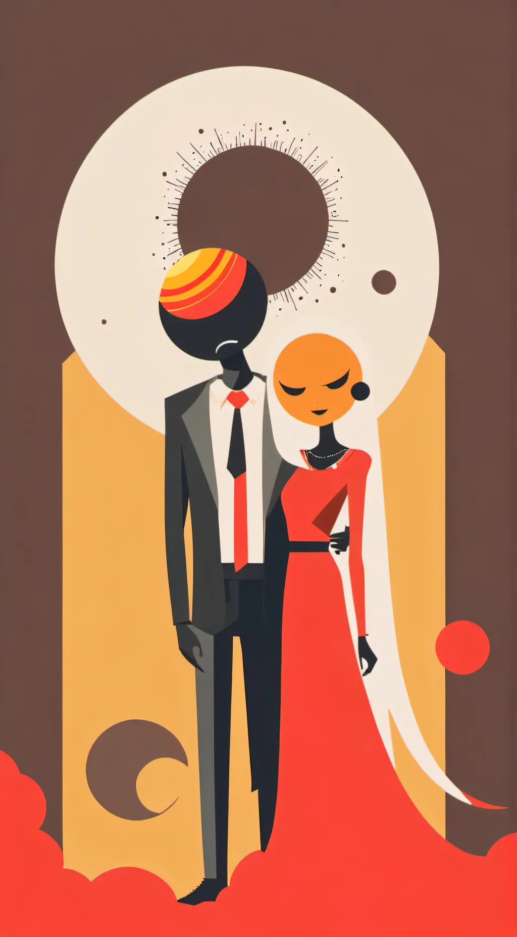 ai character: sun and moon show background