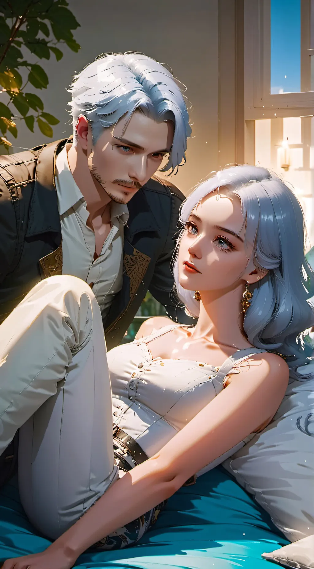 ai character: Silver&White background