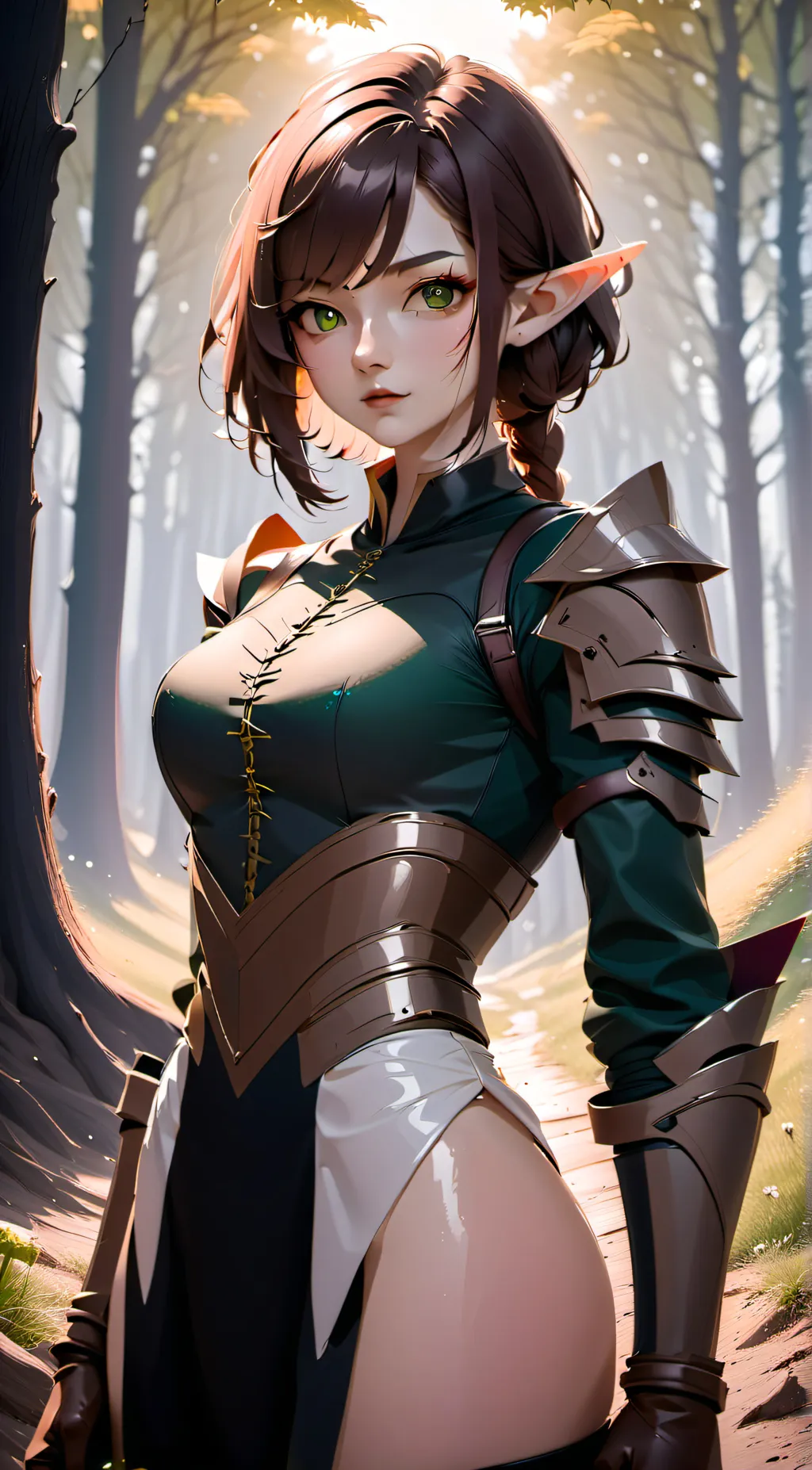 ai character: Labia Evergreen background