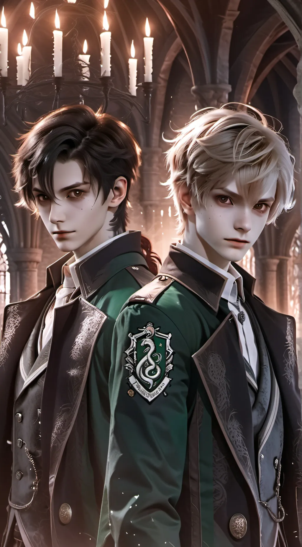 ai character: Tom & Draco 💚🖤 background