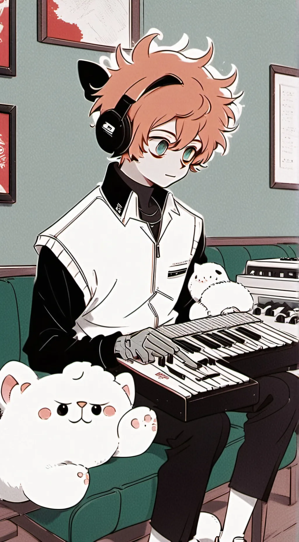 ai character: cute cat love background