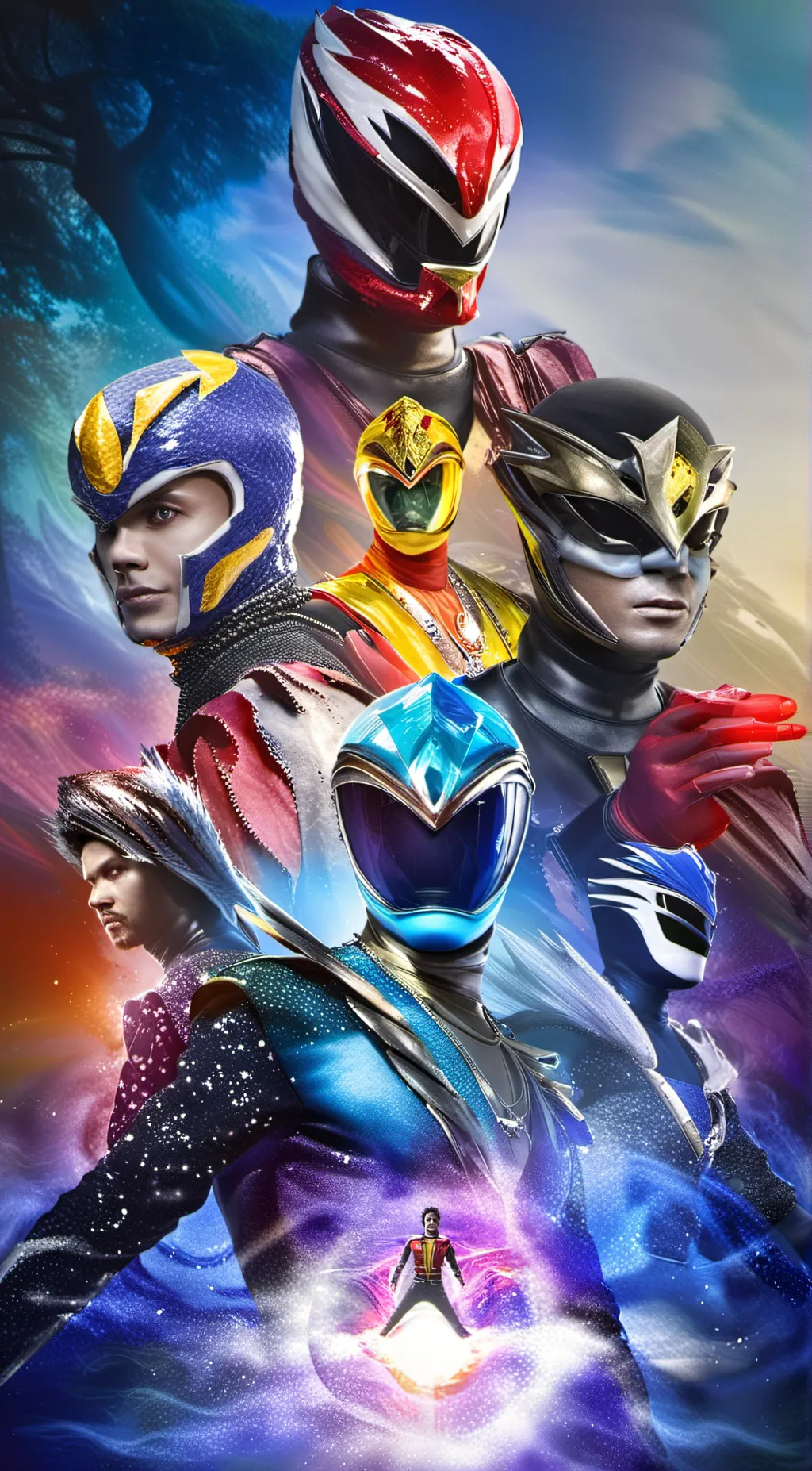 ai character: God power rangers  background