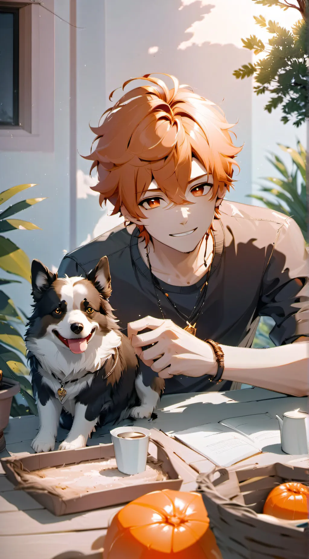 ai character: dogday (he's16)  background