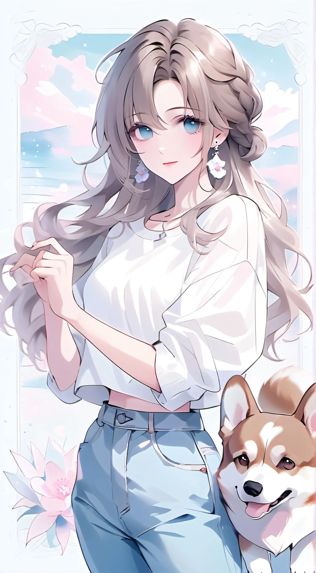 ai character: Katie/corgi girl background