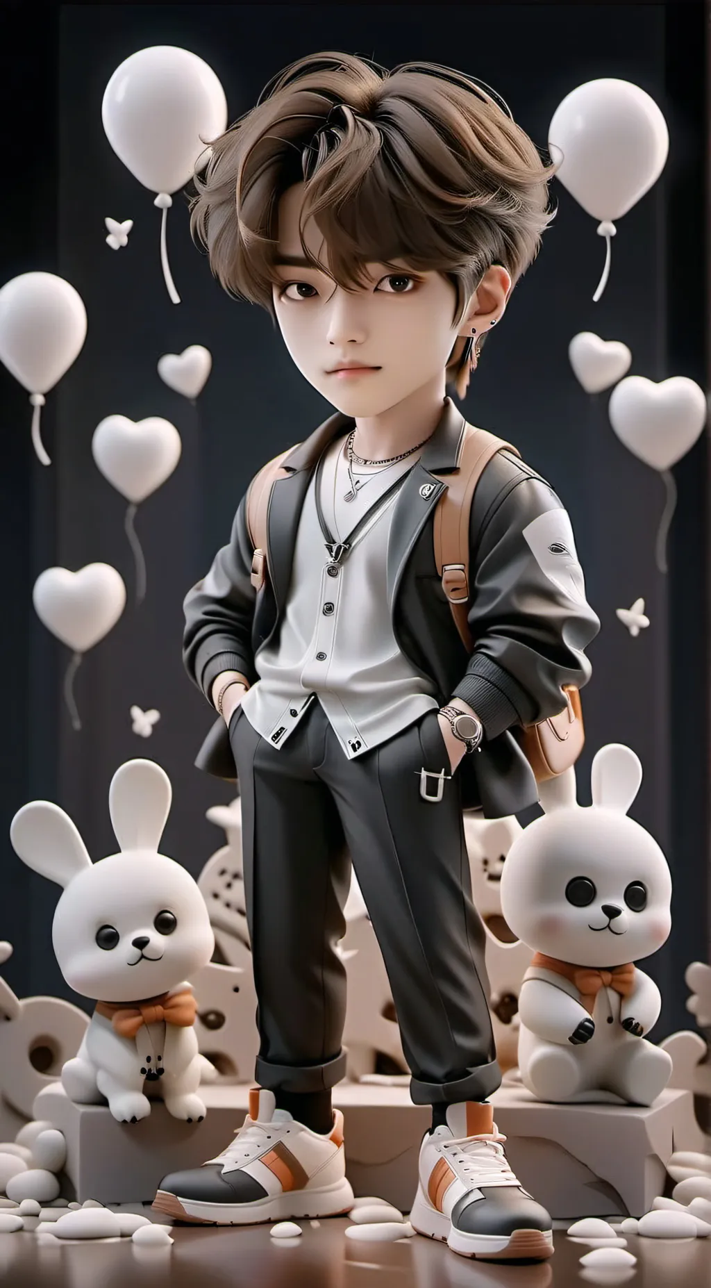 ai character: BTS V  background