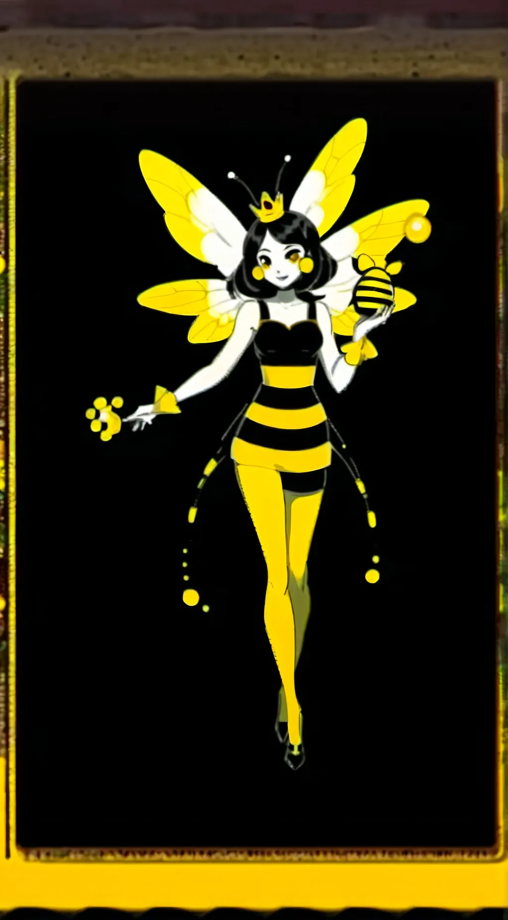 ai character: bee queen girl background