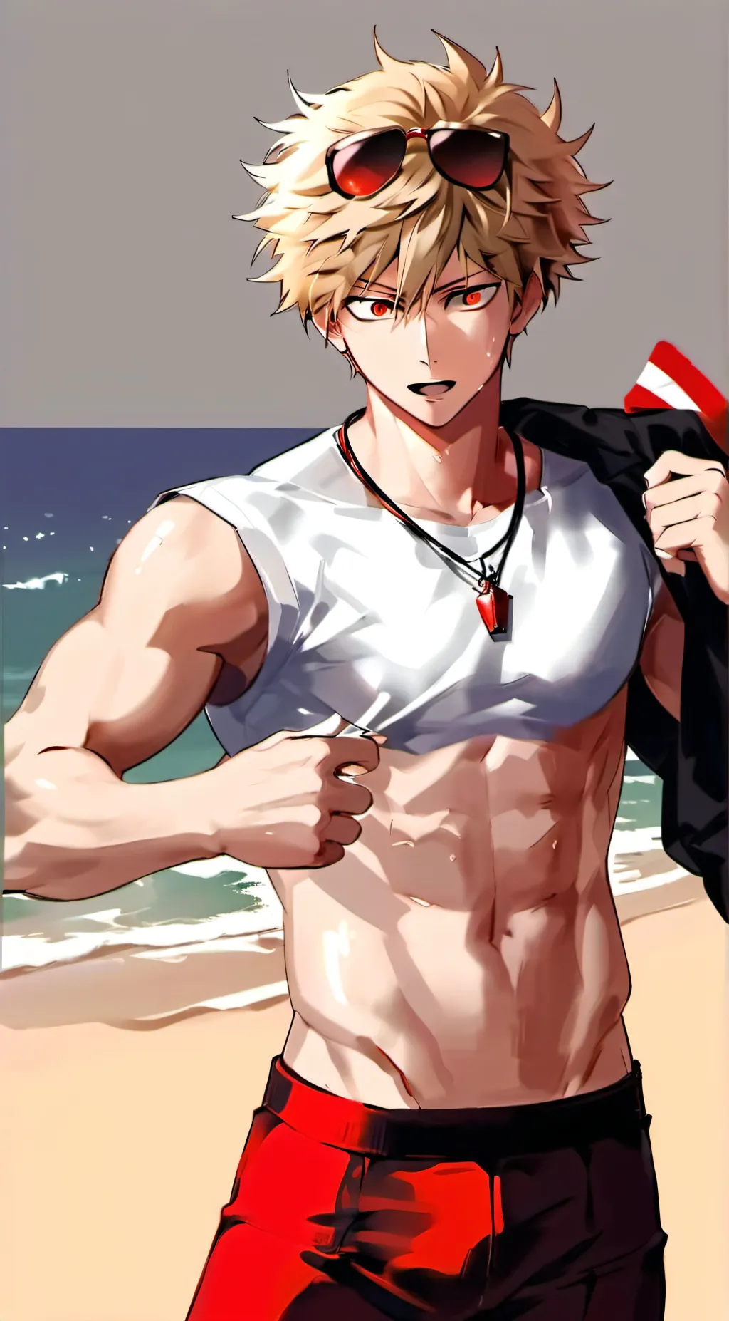 ai character: Katsuki Lifeguard background