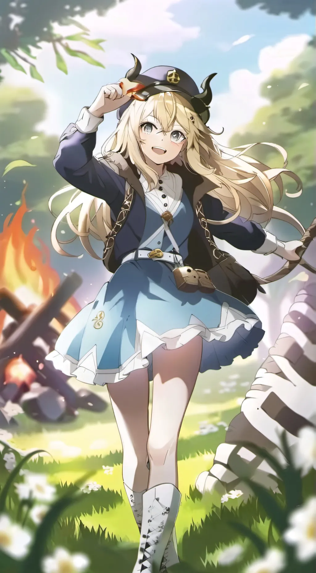 ai character: fire background