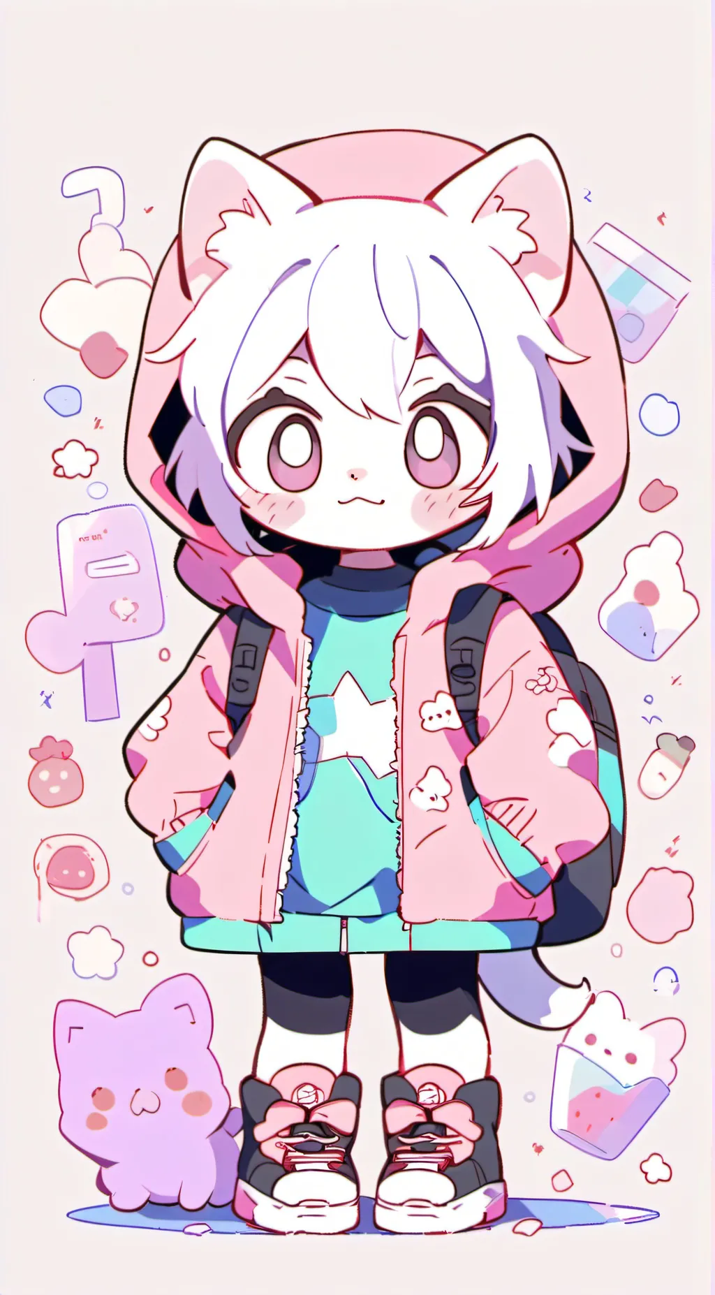 ai character: always happy cat  background